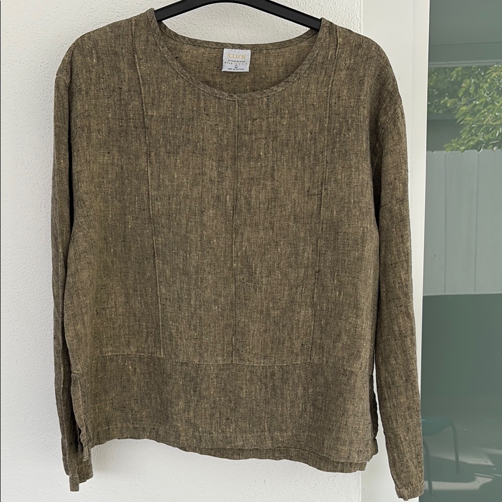 C.C. California Olive Green Linen Top